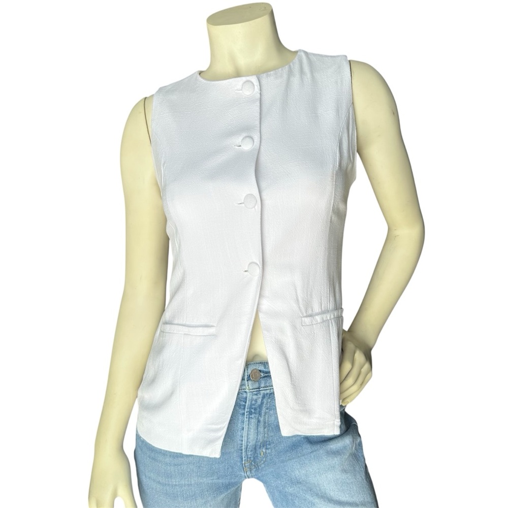 Sz S HYFVE White Sleeveless Button-Up Vest